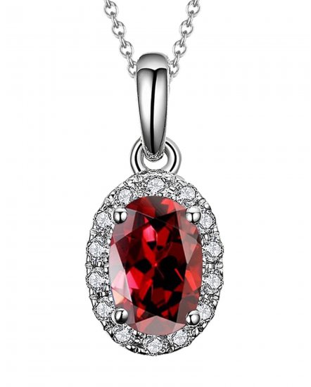 OVAL COLORED STONE DIAMOND PENDANT (VP407)